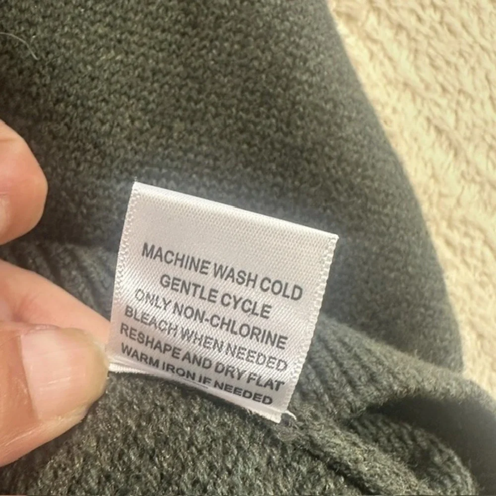 Banana Republic Mens XL Dark Green 100% Cotton Button Mock Neck Pullover Sweater